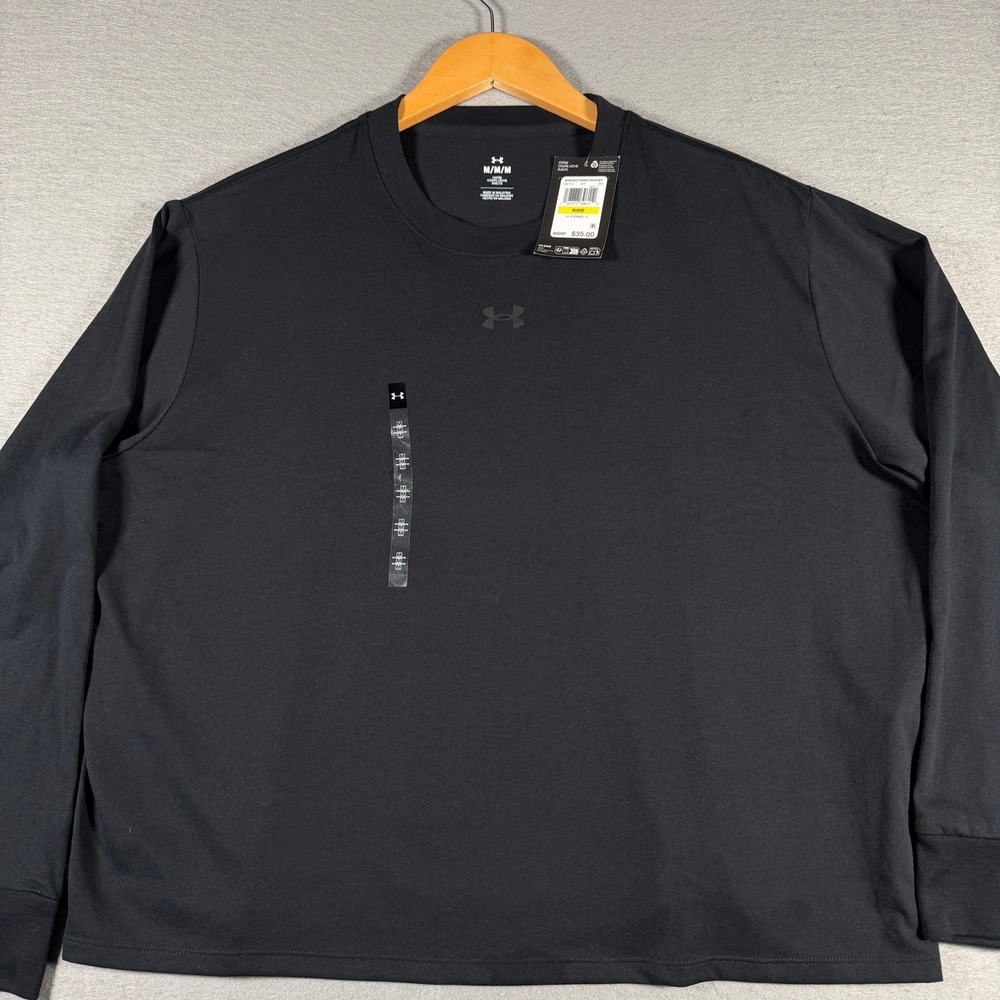 Under Armour Womens Branded Long Sleeve Black Loose Fit Top 1387314 Size Medium